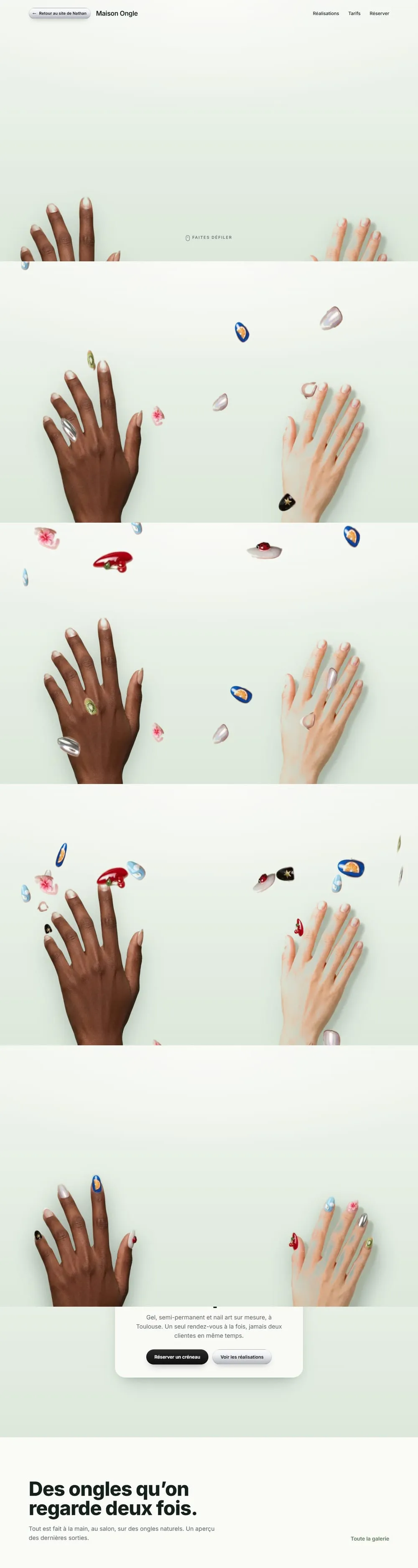 Le site Maison Ongle, de haut en bas